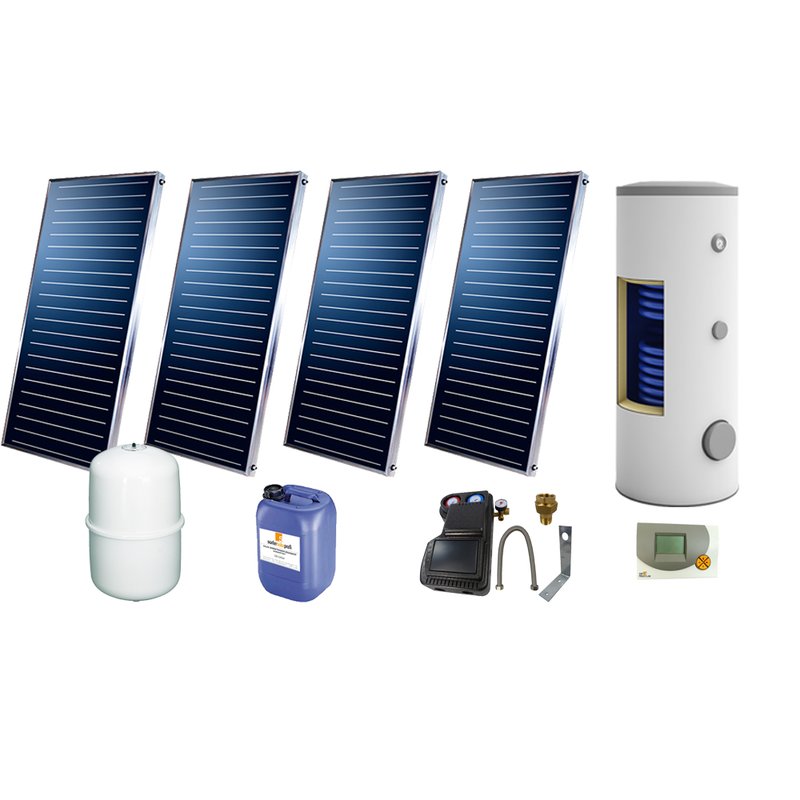 SSP Prosun Solarpaket 4, 4 Kollektoren Gesamtfläche: 8,08 m²+ 500 Liter Solarspeicher